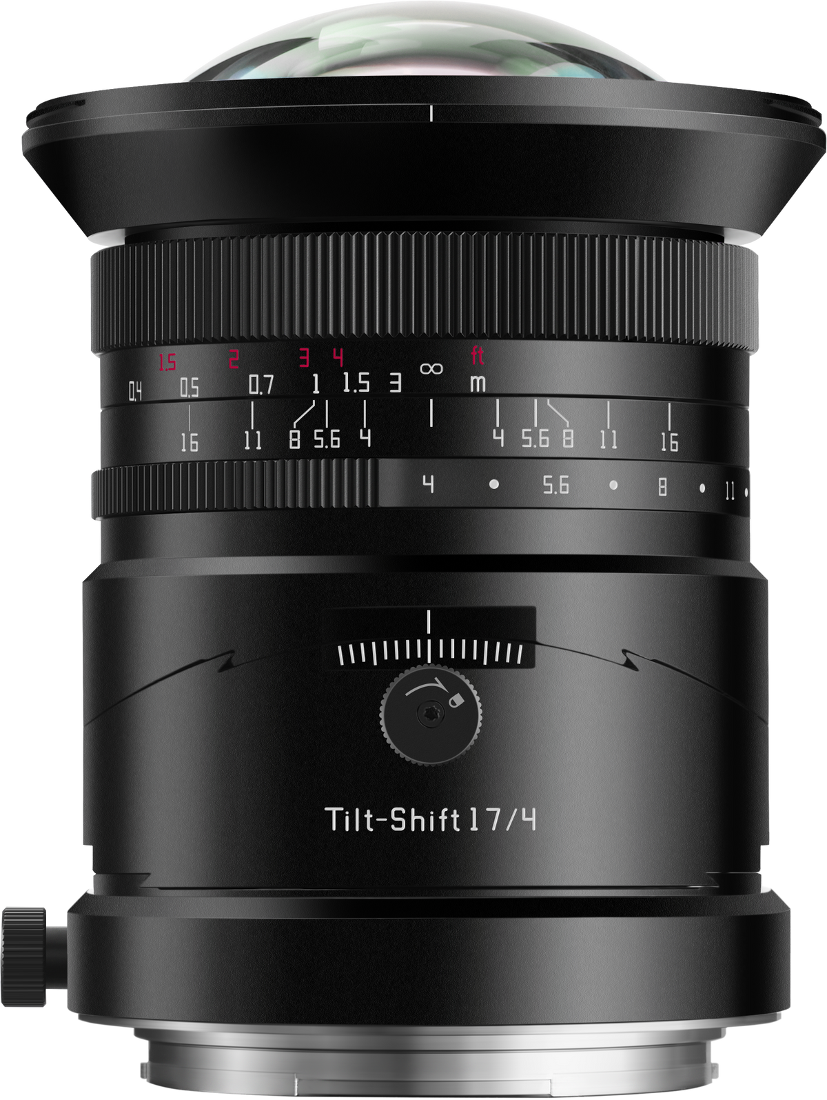 TTArtisan Tilt-Shift 17/4 lens, side view with tilt and rotation scales