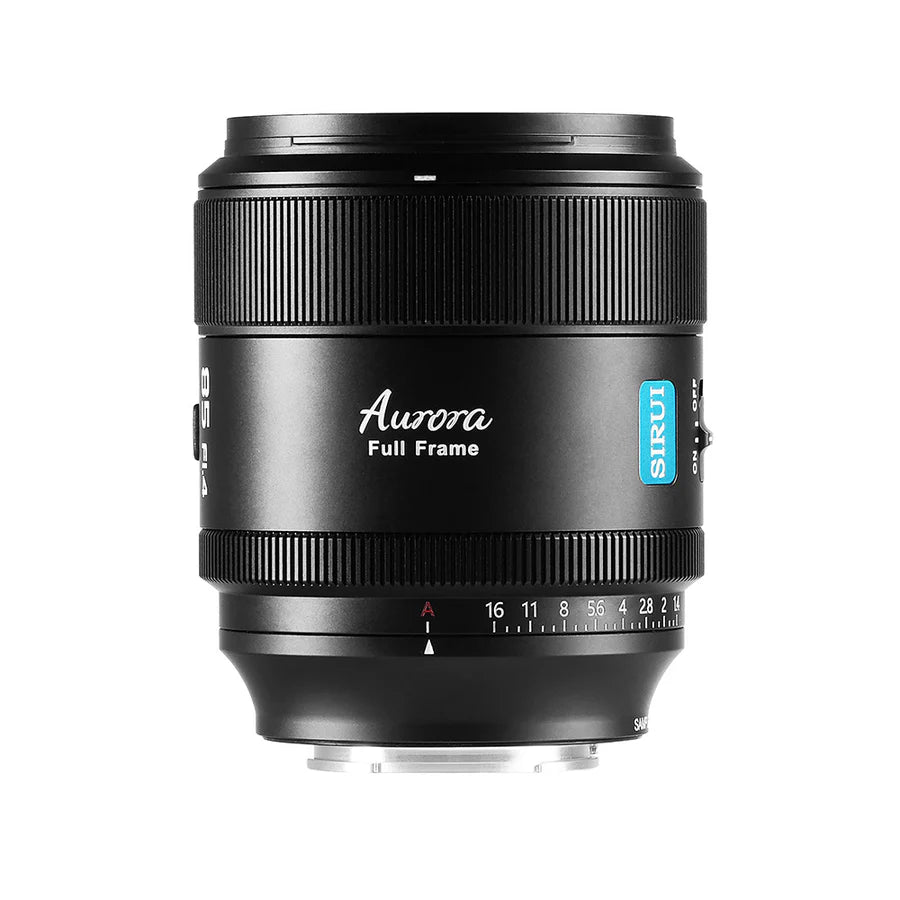 Sirui Aurora AF 85mm f/1.4 full-frame autofocus portrait lens, front view
