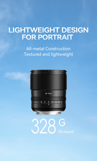 TTArtisan AF 75mm f/2 lightweight all-metal design, about 328g