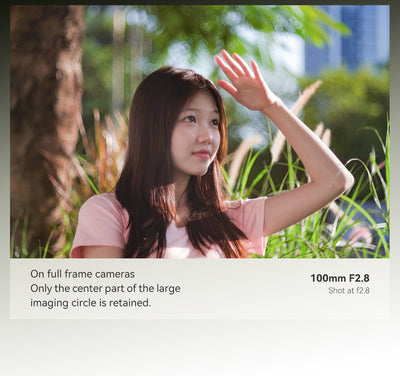 Portrait of a woman in a pink top shot at f/2.8, TTArtisan 100mm f/2.8 full frame sample
