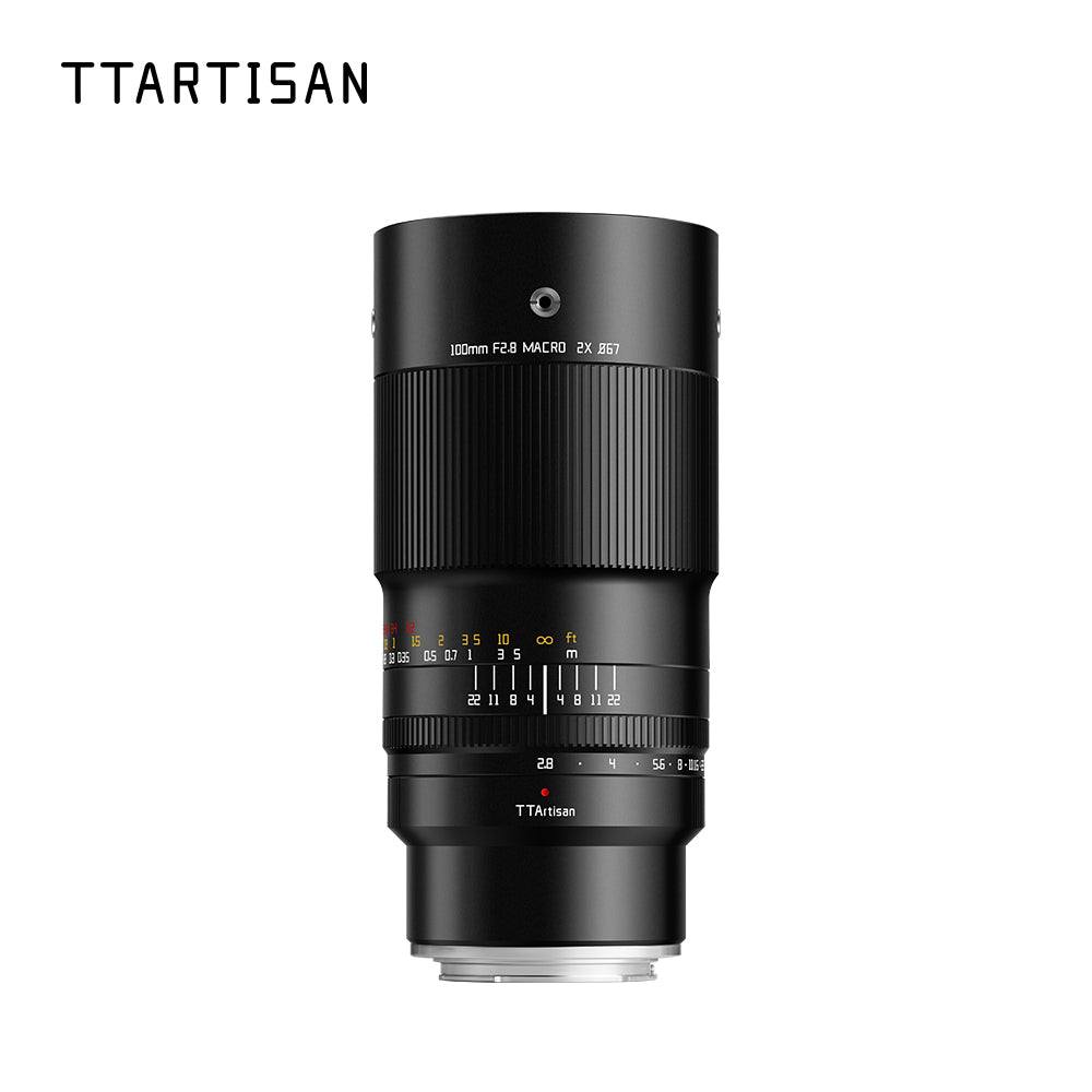 TTArtisan 100mm f/2.8 2x macro full-frame manual focus lens, front view