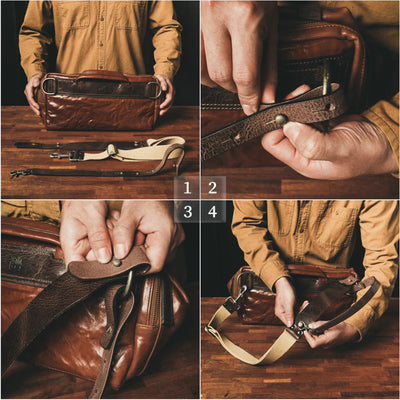 SALE ! WOTANCRAFT Full Leather Sling Bag "NIGHT RIDER" 9.5L, BLACK