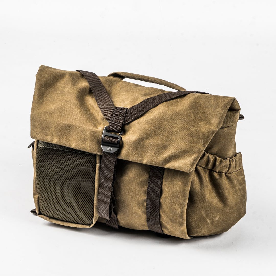 Wotancraft Pilot 10L khaki bag with mesh side pocket fitted