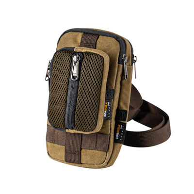Wotancraft coin and zipper pouch combo in khaki brown Cordura with mesh front