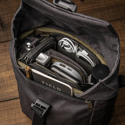 Wotancraft Pilot 3.5L black bag inner organiser with power bank, cables and notebook