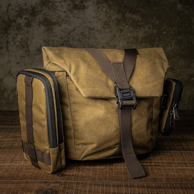 Wotancraft Pilot 3.5L khaki bag with two side pouches