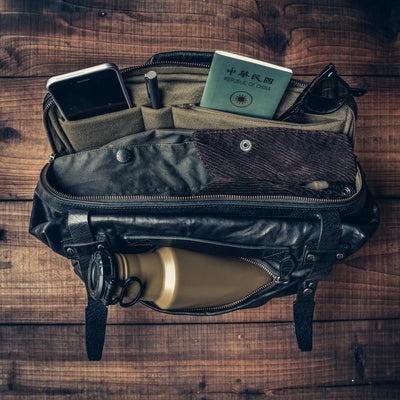 SALE ! WOTANCRAFT Full Leather Sling Bag "NIGHT RIDER" 9.5L, BLACK