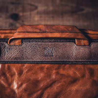Wotancraft Night Rider brown leather handle with embossed logo