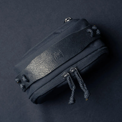 Wotancraft black canvas medium pouch leather top strap with embossed logo