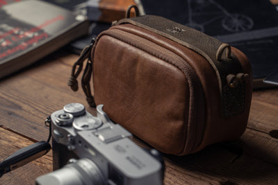 SALE ! WOTANCRAFT Portable Camera Pouch, BLACK LEATHER, Medium