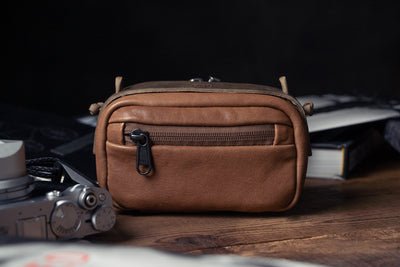 SALE ! WOTANCRAFT Portable Camera Pouch, BROWN LEATHER, ML size