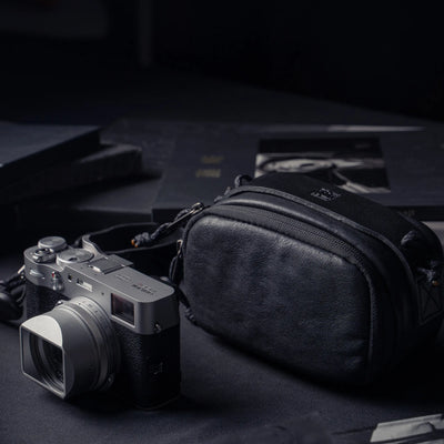 SALE ! WOTANCRAFT Portable Camera Pouch, BLACK LEATHER, Medium