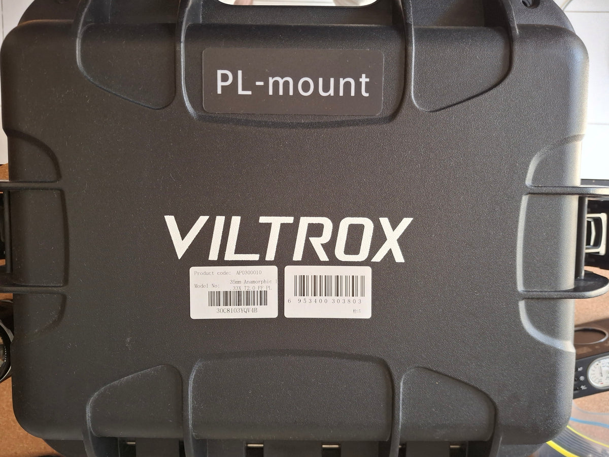 Viltrox PL-mount anamorphic lens hard case, closed, with product labels