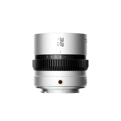 Blazar Beetle 32mm T3.2 full-frame 1.33x anamorphic lens in silver, front view