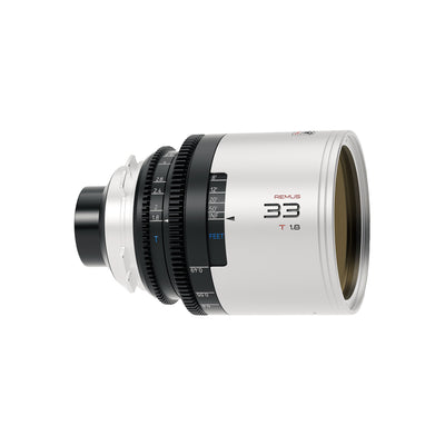 Blazar Remus 33mm T1.8 1.5x anamorphic cine lens, side view of the front element