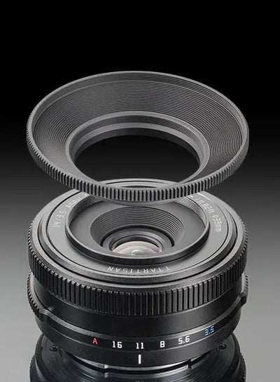 TTArtisan AF 14mm f/3.5 with its screw-in lens hood
