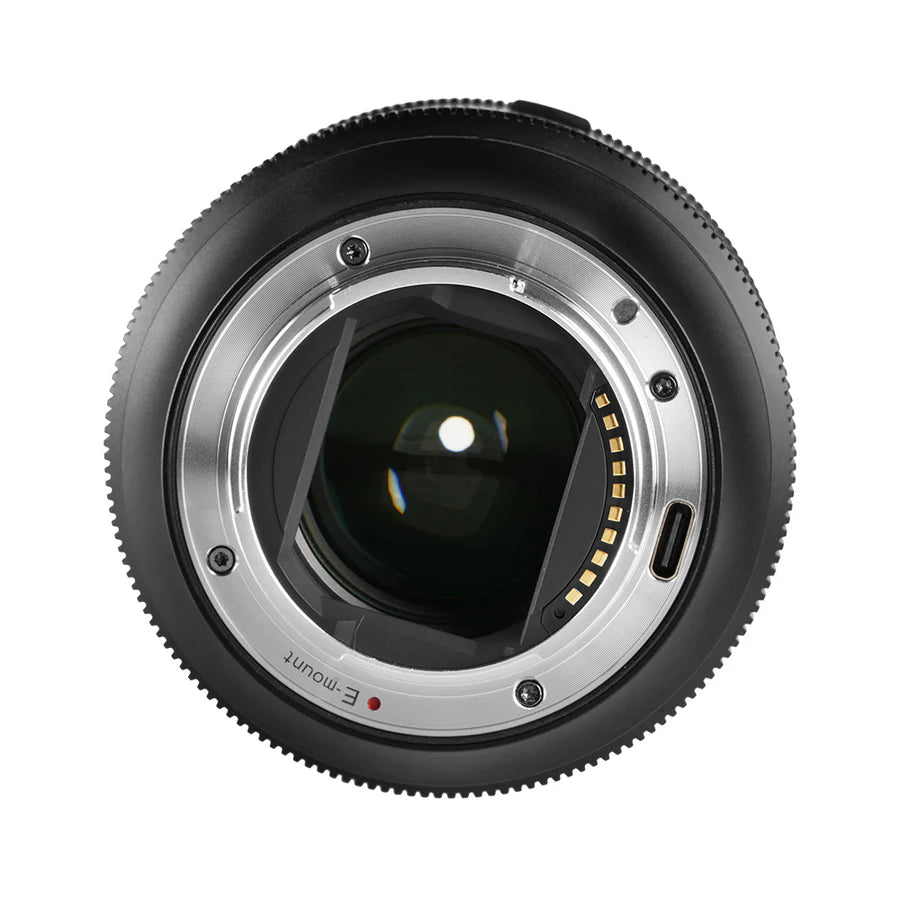 Sirui Aurora 85mm f/1.4 rear mount view with contacts and USB-C port