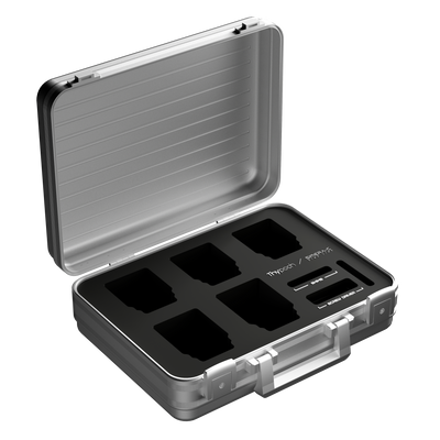 Thypoch Simera-C aluminium lens case, open and empty with foam cut-outs
