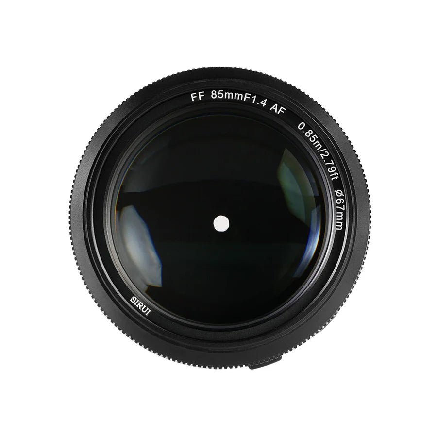 Sirui Aurora FF 85mm f/1.4 AF front element with 67mm filter thread