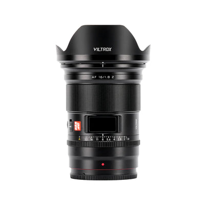 Viltrox AF 16mm f/1.8 Z full-frame wide-angle autofocus lens for Nikon Z, with petal hood