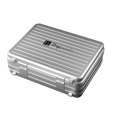 Thypoch silver aluminium lens case, closed
