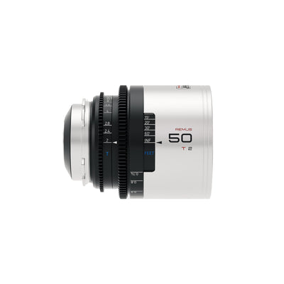 Blazar Remus 50mm T2 anamorphic lens, side view with scales