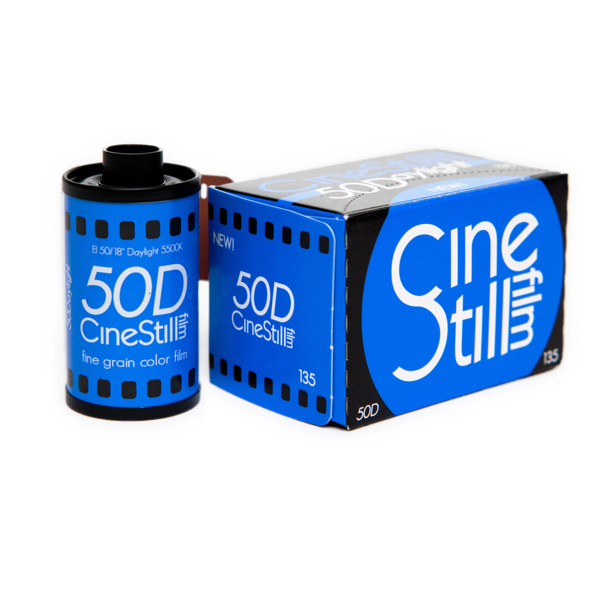 CineStill 50D daylight 135 colour film roll and box