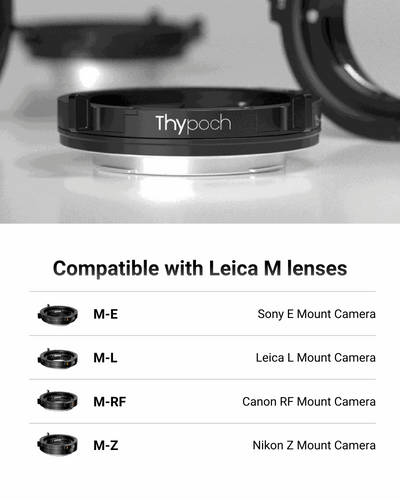 Thypoch Leica M adapter compatibility: M-E Sony, M-L Leica L, M-RF Canon, M-Z Nikon