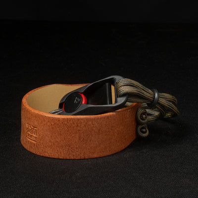 Wotancraft Parashooter wrist strap in tan leather with quick-release clip