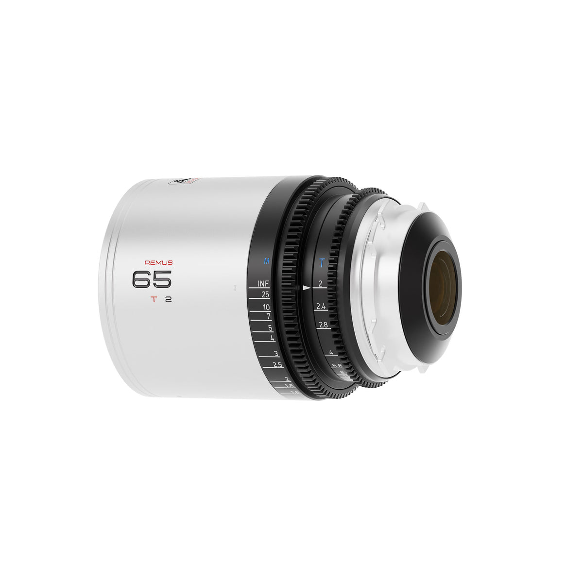 Blazar Remus 65mm T2 anamorphic lens, angled rear view of the mount