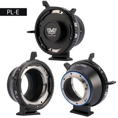 Viltrox Z-Move PL-E adapter with Evolution front cap, angled view