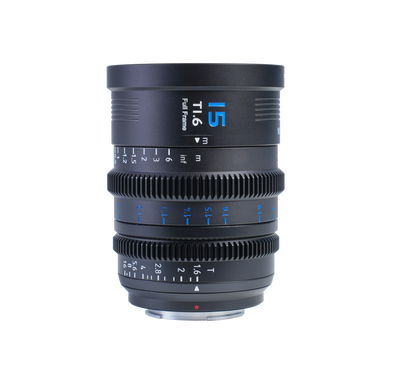Sirui Vision Prime 15mm T1.6 full-frame cine lens with focus and iris gears, front view