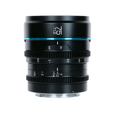 Sirui Night Walker 75mm T1.2 cine lens, front view