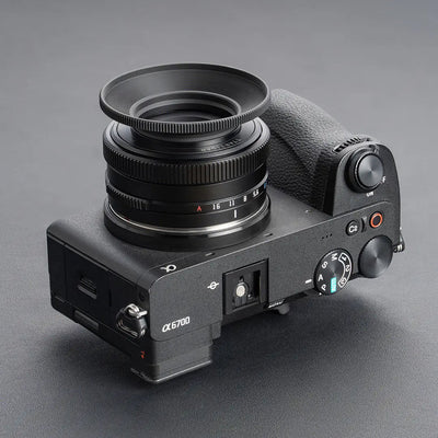 TTArtisan AF 14mm f/3.5 with lens hood on a Sony a6700