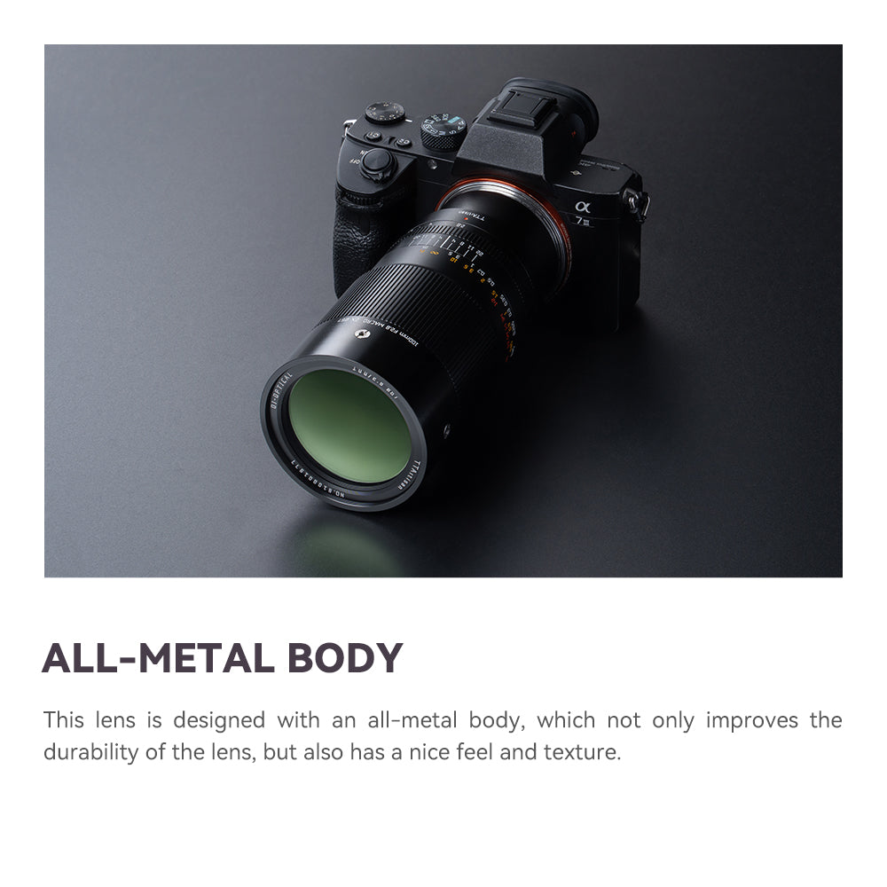 TTArtisan 100mm f/2.8 2x macro lens on a Sony A7 III, all-metal body