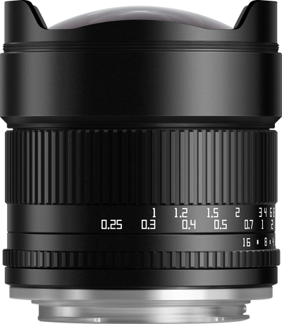 TTArtisan 10mm f/2 ultra-wide lens, side view with focus scale