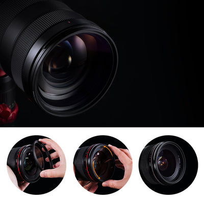 Fitting a K&F Concept UV filter to a camera lens in three steps