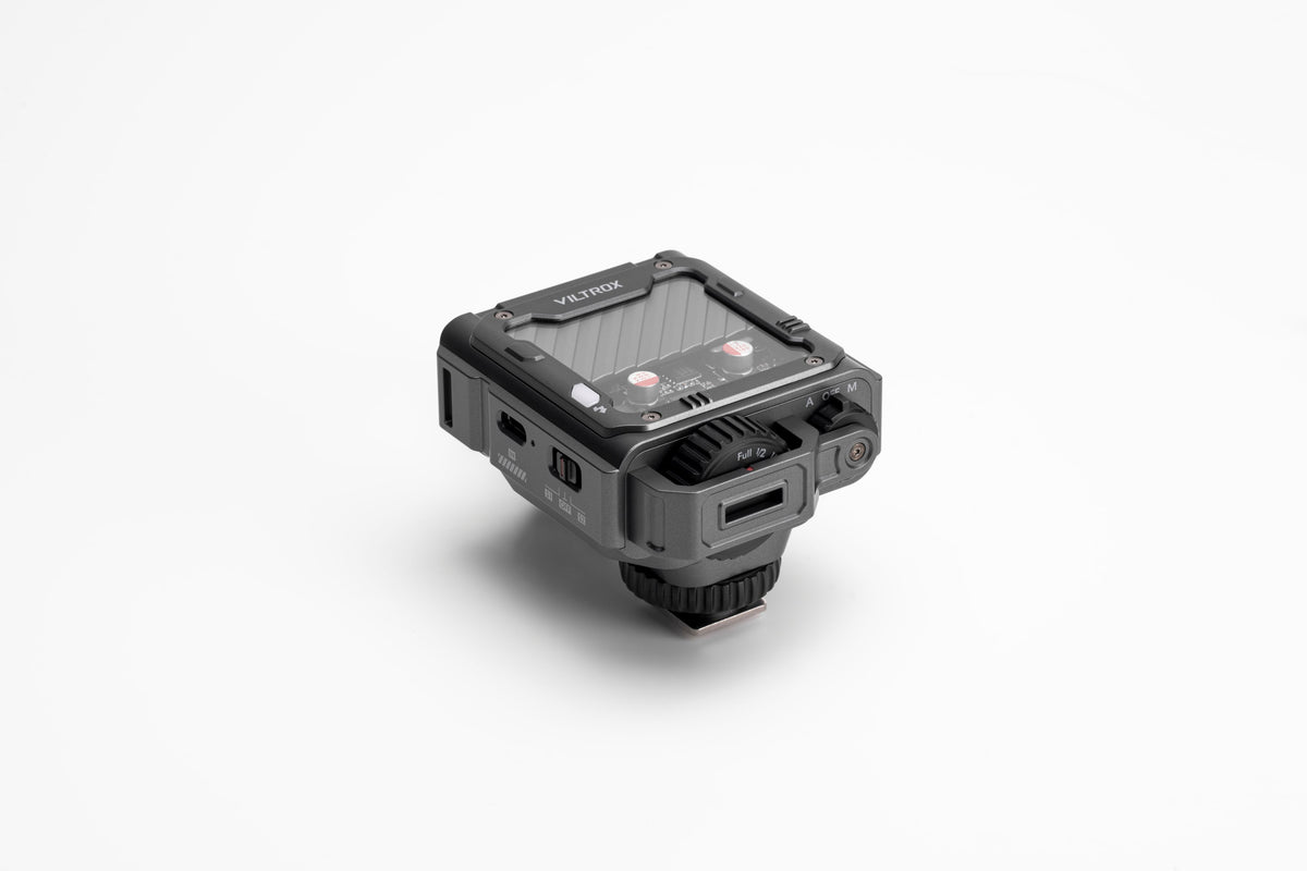 Viltrox Spark Z3 flash, rear angled view with screen and dial