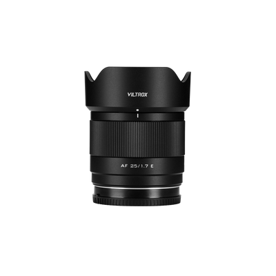 Viltrox Air AF 25mm f/1.7 APS-C autofocus lens for Sony E-mount, with petal hood