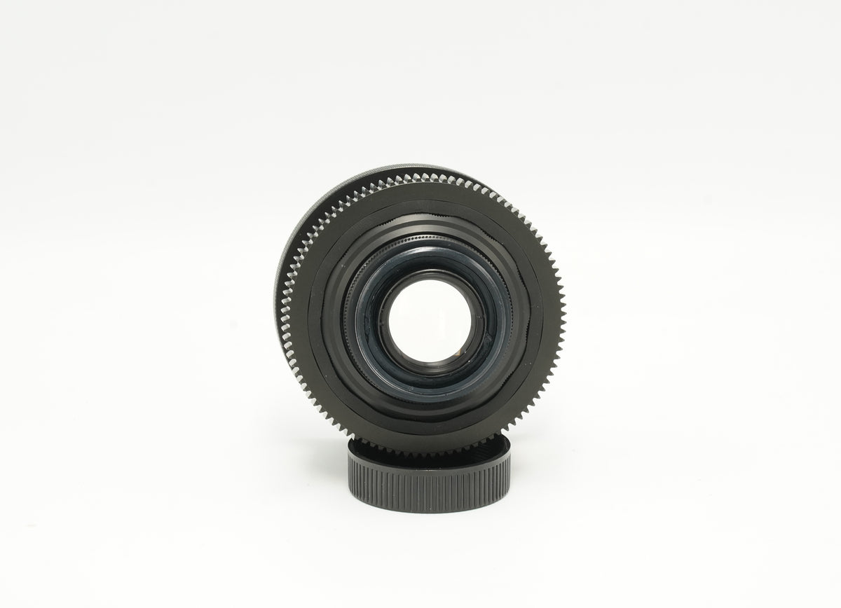 Helios 44-2 cine-modded lens, front view with rear cap