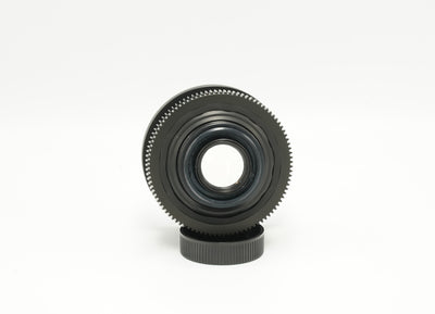 Helios 44-2 cine-modded lens, front view with rear cap