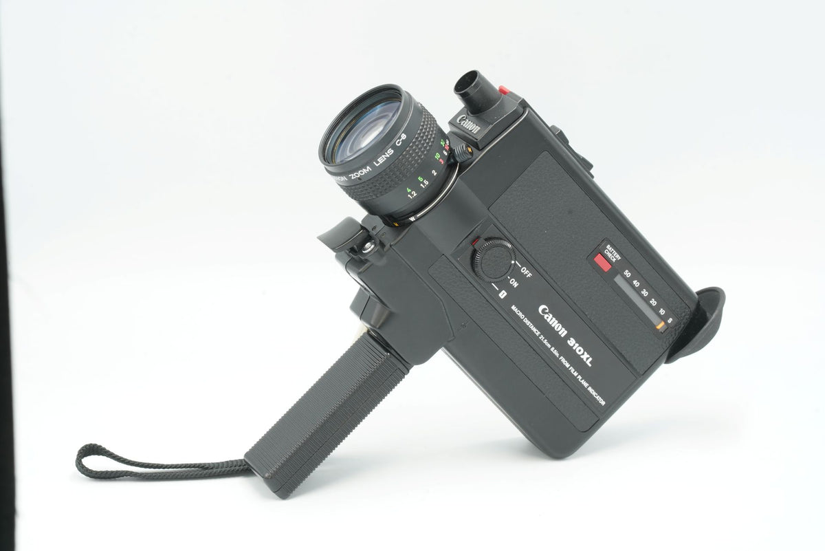 Canon 310XL Super 8 camera with pistol grip unfolded, side view