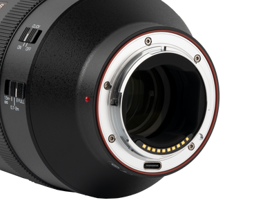 Viltrox LAB 135mm f/1.8 Sony E-mount rear view with metal mount and USB-C port