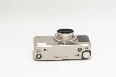 Contax TVS film camera top plate with shutter button and exposure dial