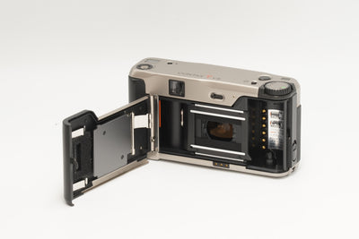 Contax TVS 35mm camera with the back open, showing the film chamber