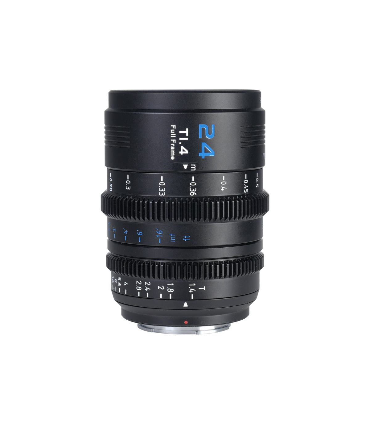 Sirui Vision Prime 24mm T1.4 full-frame cine lens in black with focus and iris gears