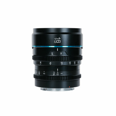 Sirui Night Walker 16mm T1.2 S35 cine lens in black, front view