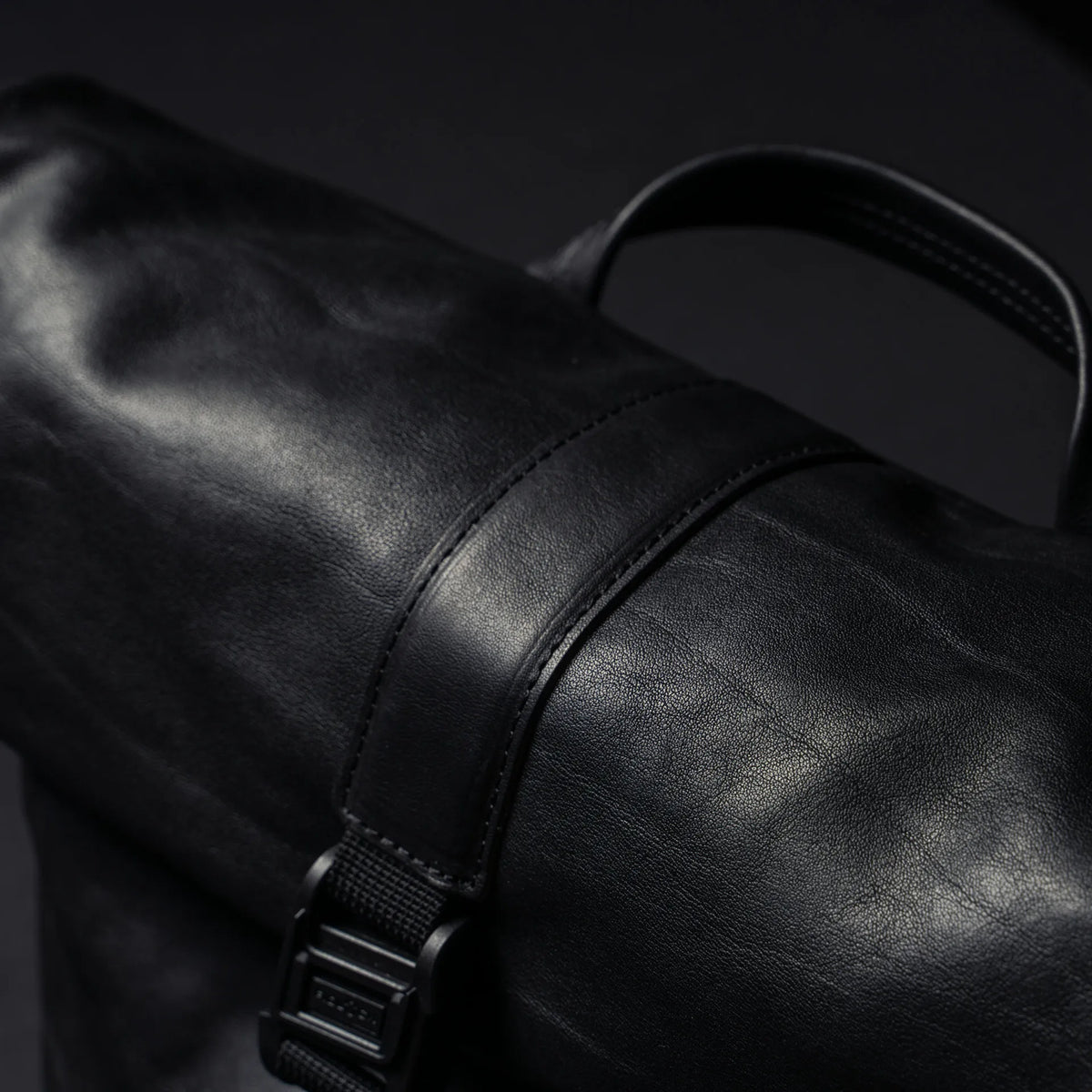 Wotancraft Pilot black leather flap and strap close-up
