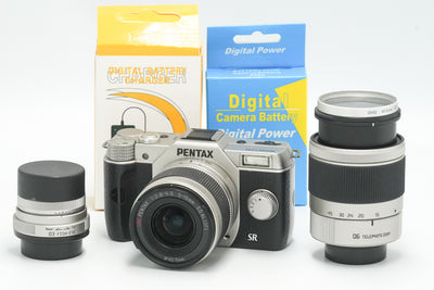 PENTAX Q10 & 3-lenses, 10 MP PREMIUM DIGITAL COMPACT camera, silver