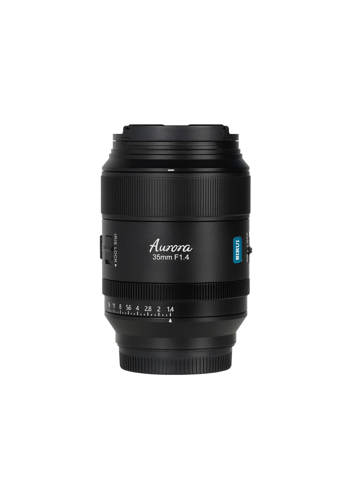 Sirui Aurora 35mm f/1.4 full-frame lens, front view without hood